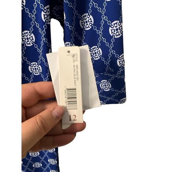 Laundry by Design Shirt Dress Women's 12 Bali Blue Printed Half Sleeve Belted - Picture 3 of 5